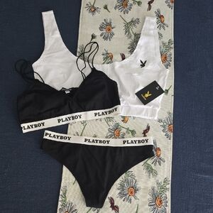 NWT Dolls Kills X PLAYBOY Black and White Bralette Set
